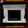 hunan White indoor Marble Fireplace with Statues